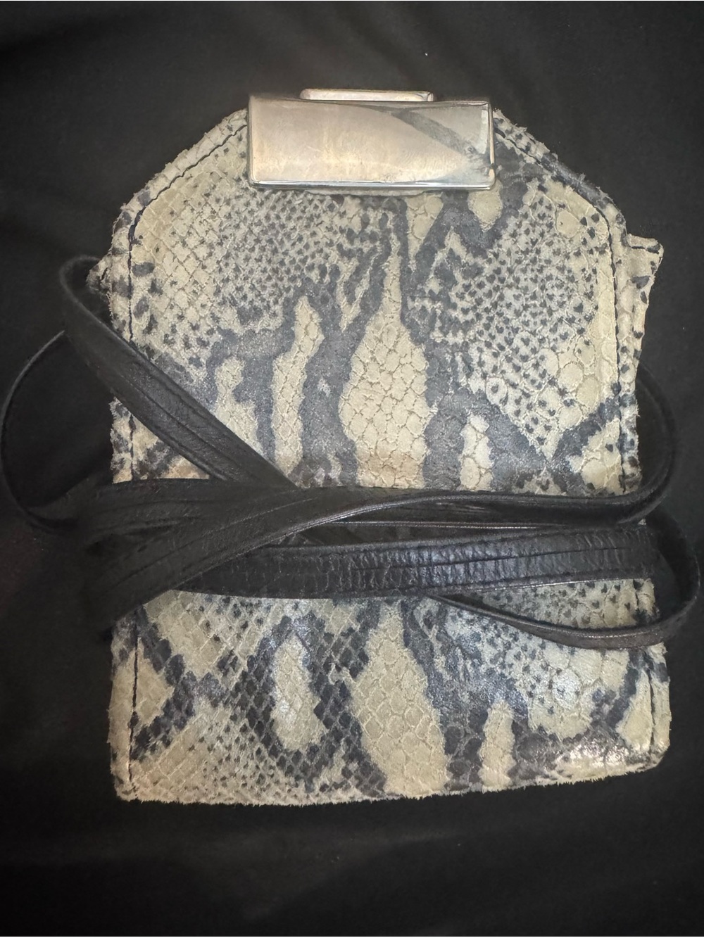Vintage SMS Snake Embossed Leather Crossbody Bag- Concepts Canada
